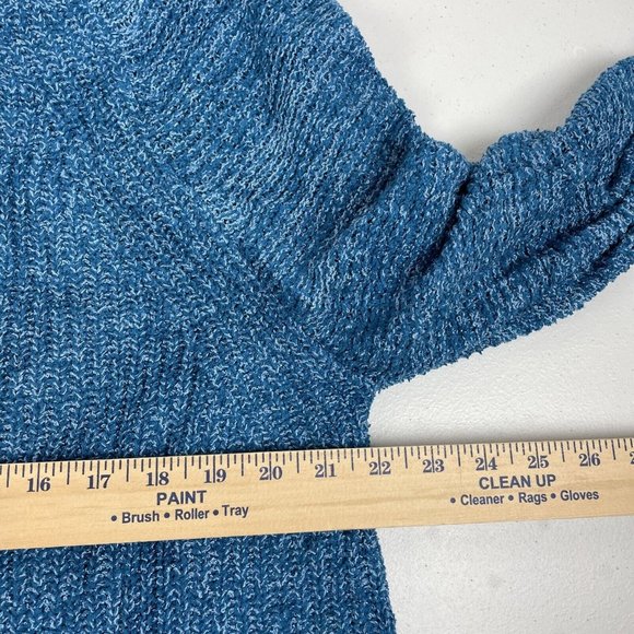 Free People Sweater Women's Size Medium‎ Edessa Blue Off The Shoulder Viscose - Picture 8 of 10